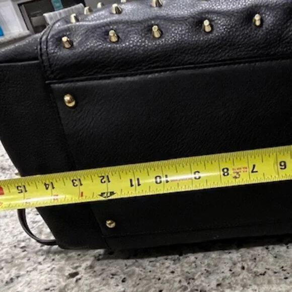 Vintage Ralph Lauren Black Pebbled Leather Gold Studded Stachel Bag - Picture 12 of 16